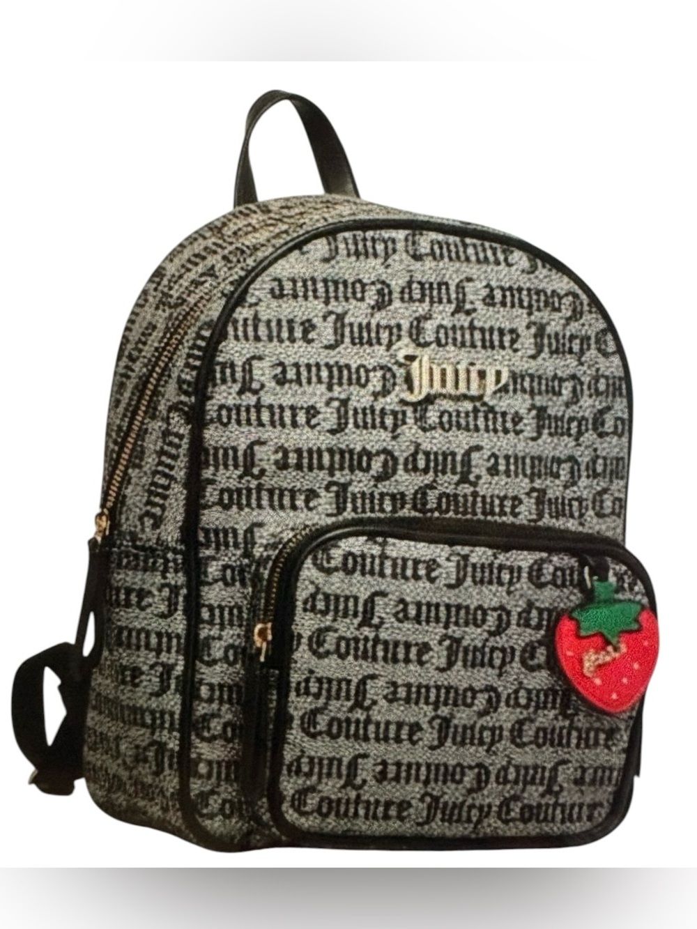 Juicy Couture Black Monogram Freshly Picked Strawberry Backpack - Picture 3 of 4